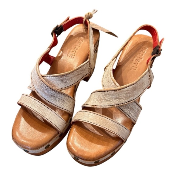 BED|STU Mediation Leather Platform Sandals in Nectar Lux NWT - Picture 3 of 10